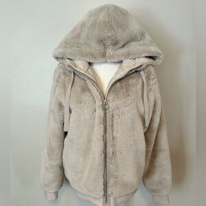 Athleta Faux Fur Zip-Up Hoodie Jacket